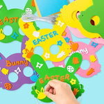 16 Pack Easter Bunny Mask Craft Kit for Kids, DIY Foam Rabbit Masks with Stickers
