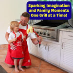 Kids Bbq Grill Toy Set - Includes Brush, Spatula, & Apron - Realistic Pretend Play Bbq Tools For Boys & Girls - Fun Role Play Toy For Little Chefs & Grill Masters