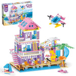 Friends Seaside Villa Building Set, 955 Pcs Beach House Building Block Toys, Stem Creative Vacation Hut Brick Kit With Helicopter,Sailboat,Yacht,Birthday Gifts For Kids Girls Boys Age 6-12+