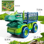 Dinosaur Truck Toys For Kids 3-5 Years, Tyrannosaurus Transport Car Carrier Truck With 8 Dinosaur Figures, Activity Play Mat, Dinosaur Eggs, Trees, Capture Jurassic Play Set For Boys And Girls