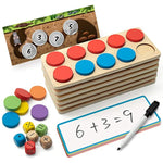 Wooden Ten-Frame Set Math Manipulatives For Kindergarten Elementary 1St 2Nd Grade Homeschooling, Addition And Subtraction Montessori Math Games For Chirldren, Counters Toys For Kids Ages 3-8