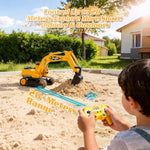 Remote Control Excavator Toy 2 Batteries Rc Excavators Sandbox Digger Hydraulic Construction Toys Vehicles Birthday Gift For Boys Kids 3-14 Years