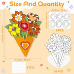 36 Pcs Fall Thanksgiving Flower Bouquet Coloring Kit, DIY Autumn Paper Flower Craft