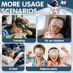Space Astronaut Sleeping Eye Mask - Cool Galaxy Eyes Mask with Adjustable Strap, Soft Lightweight Cartoon Cute Silk Eye Cover for Night Sleep Travel Airplane Home Sleepover Party Gift Supplies