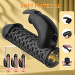 Vibrating Penis Sleeve Cock Vibrator Penis Extender Rabbit Sex Toy For Men,Remote Control Bullet Vibrator With 10 Vibration Modes For Prolonged,Male Erection Cock Ring Adult Toy For Couple (Black)