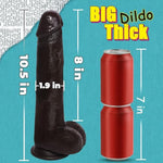 Huge Dildo,10.5 Inch Realistic Movable Foreskin Black Dildos,Long Thick Penis Dildo Adult Sex Toys For Women,Double Liquid Silicone Big Black Cock,Strong Suction Cup Anal Dildos For Hands-Free Play