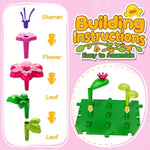 Flower Garden Building Toys For Toddler 3 4 5 6 7 Years Old, Diy Stacking Toys With Storage Box, Kids Stem Preschool Educational Toy, Christmas Birthday Gift For Girls Ages 3-5