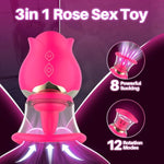 Sucking Vibrator Clit Sucker With 3 Brush Heads 2 Removable Cups, 12 Rotation Modes Manual Sucking Vibrators For Clitoral Nipple Stimulation, Rose Sex Toy Adult Sex Toys For Women Or Couples