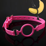 Sm Open Mouth Gag Silicone O-Ring Gag Oral Sex Bdsm Bondage Fetish Slave Restraints Sex Gag Muzzles Sex Toy Adjustable (Pink)