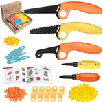 Cardboard Construction Kit - 401 Piece Kids Building Set with Safe Serrated Cutter and Crease Roller