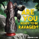 King Kong Silicone Dildo For Beginners, Men, Women, & Couples. Fantasy Dildo And Suction Cup Base. Harness Compatible, Premium Silicone. 1 Piece, Silver & Orange.