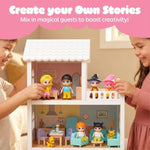 Toy Family People Figures Playset – Dollhouse Figurine Set With Wizard Guests For Imaginative Doll House Play - Features Parents, Kids, Pets & Two Wizards | Pretend Play Storytelling Toy For Kids