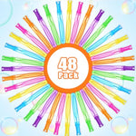 48 Pack Bubble Wands in 6 Vibrant Colors, Perfect for Summer Kids' Party Favors