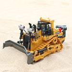 Rc Bulldozer Toys For Boys,Construction Remote Control Bulldozer With Metal Bulldozing Shovel Lights/Sounds For Kids Boys