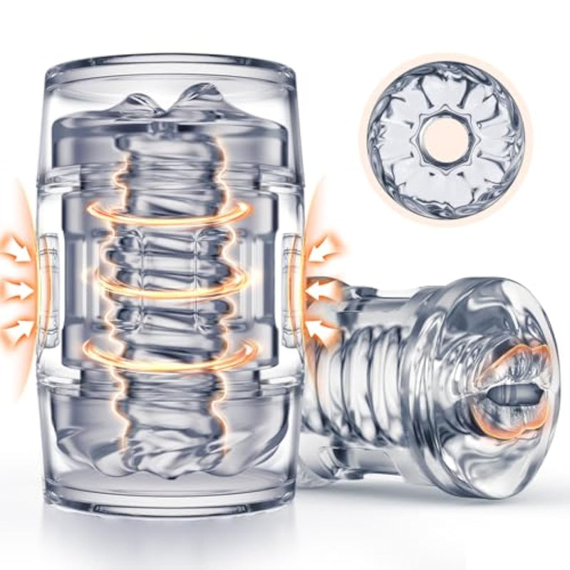 Male Masturbator Sex Toys For Men - Pocket Pussy Squeezable Male Stroker Mens Sex Toy With Spiral Texture, Open Ended Penis Sleeve For Blowjob, Men Masterbater Realistic Anal Sex Toys For Couples