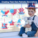 24 Pack 4th of July Craft Kit for Kids with 6 Patriotic Foam Designs & Tools
