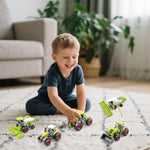 5 Pack Diecast Farm Tractor Toys - Mini Farm Vehicle Set With Combine Harvester, Forage Harvester And Trucks - Alloy With Plastic Parts Tractors - Christmas Birthday Gifts & Party Favors