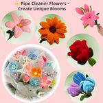 500 Piece Pipe Cleaners Flower Craft Kit, 13 Colors, 12 in x 7mm