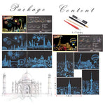 Rainbow Scratch Art Postcards with Mini Envelopes & 4 Tools, Modern Series