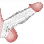 Penis Sleeve Silicone Cock Rings,Reusable Penis Sleeve Enlarger Girth Enhancer,Cock Sleeve for Men,Sex Toys Enhancing Male Endurance,Delay Ejaculation Stronger Erection (Clear)