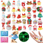 100 Pcs Mini Christmas Resin Figurines Blind Bags: Mystery Glow In The Dark Toy Pack With Tiny Holiday Charms For Kids Crafts, Dollhouse Christmas Decorations, Stocking Stuffers & Party Favors