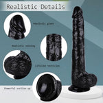 Realistic Dildo,12 Inch Huge Dildo Sex Toy With Strong Suction Cup For G Spot And Anal Play, Lifelike Ultra Big Black Anal Dildos With Small Glans Adult Sex Toy (Black)