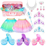 19 Pcs Princess Dress Up Shoes Gift Set, Girls Role Play Dress Up Toys & Costumes Set, Toddler Pretend Jewelry Boutique Kit Gift For Little Girls Aged 3 4 5 6 Years Old