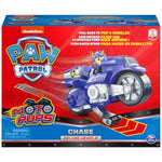 Paw Patrol, Moto Pups Chase’s Deluxe Pull Back Motorcycle Vehicle with Wheelie Feature and Toy Figure