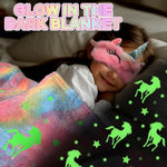 Unicorn Gifts For Girls, Glow In The Dark Blanket, Night Light Kit, Magical Unicorn Toys For Kids, Soft Blanket For Girls Ages 3 4 5 6 7 8 Years Old.