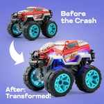 Jova 2 Pack Monster Truck Toy Set, Transformable Crash & Easy Reset Car Toys With Light-Up And Engine Sound For Toddlers Boys, Christmas Birthday Gift Toys For 3 Year Old Boys