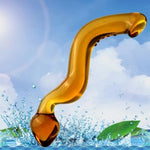 Crystal Glass Double Ended Dildo for Men and Women with Spiral Texture and Realistic Glans