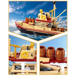 Fishing Boat Building Toy With Shark, Fishing Ship Building Kit With 3 Fisherman Minifigures, Birthday Valentine'S Day Gifts For Adults Kids, Compatible With Lego Boat, 592 Pcs