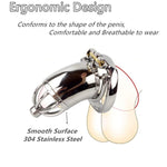 304 Stainless Steel Male Chastity Device with Silicone Catheter and Spike Ring for Men's Bondage and Adult Toy Use
