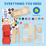 4 Piece DIY Wooden Race Car Kit for Kids - Build and Paint Your Own Wood Craft Toy
