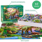 Puzzles for Kids Ages 4-6 - 2 x 60 Pieces World of Huge Dinosaurs