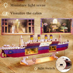 Titanic 3D Wooden Puzzle Kit, 368-Piece Ship Model with LED Lights for Teens & Adults