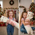 Long Cat Plush Toy – Ultra Soft Cat Plush Pillow Stuffed Animal For Kids & Adults, Kawaii Kitty Body Pillow, Cute Plushie Gift For Kids Girlfriend (Cream, Round Eyes, 60Cm/23.62Inch)