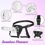 Strap On Dildo With Harness - Wearable Realistic 8.9-Inch Soft Clear Big Dildo With Strong Suction Cup For Female Masturbation, Lesbian Couples, And Gay Pleasure