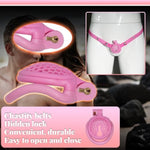 Pink Mini Chastity Cage For Men With 4 Testicle Rings Honeycomb Breathable Cock Cages Dark Lock Design Sm Penis Sex Toy For Man Couple (Arc Ring,Pink)