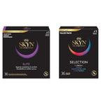 Elite – 36 Count – Ultra-Thin, Lubricated Latex-Free Condoms & Selection Non-Latex Condoms - Contains Elite, Original, Excitation, Extra Lube, Condoms