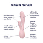 Mono Flex Connect App Vibrator Sex Toy | Adult Toys For Women | Rabbit Vibrator + App | Vibrating Sexual Pleasure Device | Stimulation Vibrators | Woman Sextoy (Pink)