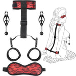 Sex Bondage Bdsm Kit Adjustable Neck To Wrist Restraints Set Adult Sm Sex Toys Fetish Handcuffs Ceck Collar Sexy Blindfold Nipple Clamps Nipple Stimulation Couples Sm Sex Game Pleasure Tool