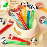 Puppy Dog Party Favors, 24Pcs Self-Designed Mini Bubble Wands For Kids Bubbles Bulk With Detachable Topper (6 Styles & Colors), Birthday Gift Pinata Filler Goodie Bag Stuffer Classroom Prizes