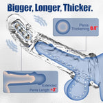 Penis Sleeve Vibrating Cock Ring, Male Vibrator Reusable 3" Penis Extender Enlarger With Penis Ring Vibrator, Realistic Cock Sleeve Adult Sex Toy For Men Couples (Clear)