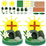 24 Sets Easter Wooden Sun Cross Craft Kits for Kids, Christian Sunday School Activity