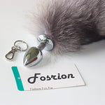 Versatile Tail Stainless Steel Fox Tail: Sensual Anal Plug & Stylish Keychain (Small Plug, Blue)