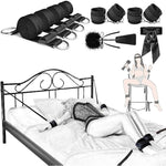 Sex Bondage Restraints Bdsm Toys, Versatile Bed Restraints Couple Sex Toys With 4 Separate Straps, Bondage Cuffs, Blindfold, Feather Bdsm Kit
