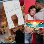 2 Pack Sip And Paint Kit For Adults Couples Painting Kit Pre Drawn Canvas To Paint Valentine'S Day At Home Date Night Party Favor Supplies Couples Activity Hawaii Beach 8X10 Canvas Painting Kit
