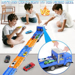 Toddler Truck Track Set With Lights & Sounds – 55-Inch Racing Track With 6 Die-Cast Cars, Perfect Birthday For 3 4 5 6 7 Years Old Boys And Girls
