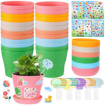 24 Pack Resin Garden Plant Pots for Kids Crafts, DIY Painting Activity Ages 4+